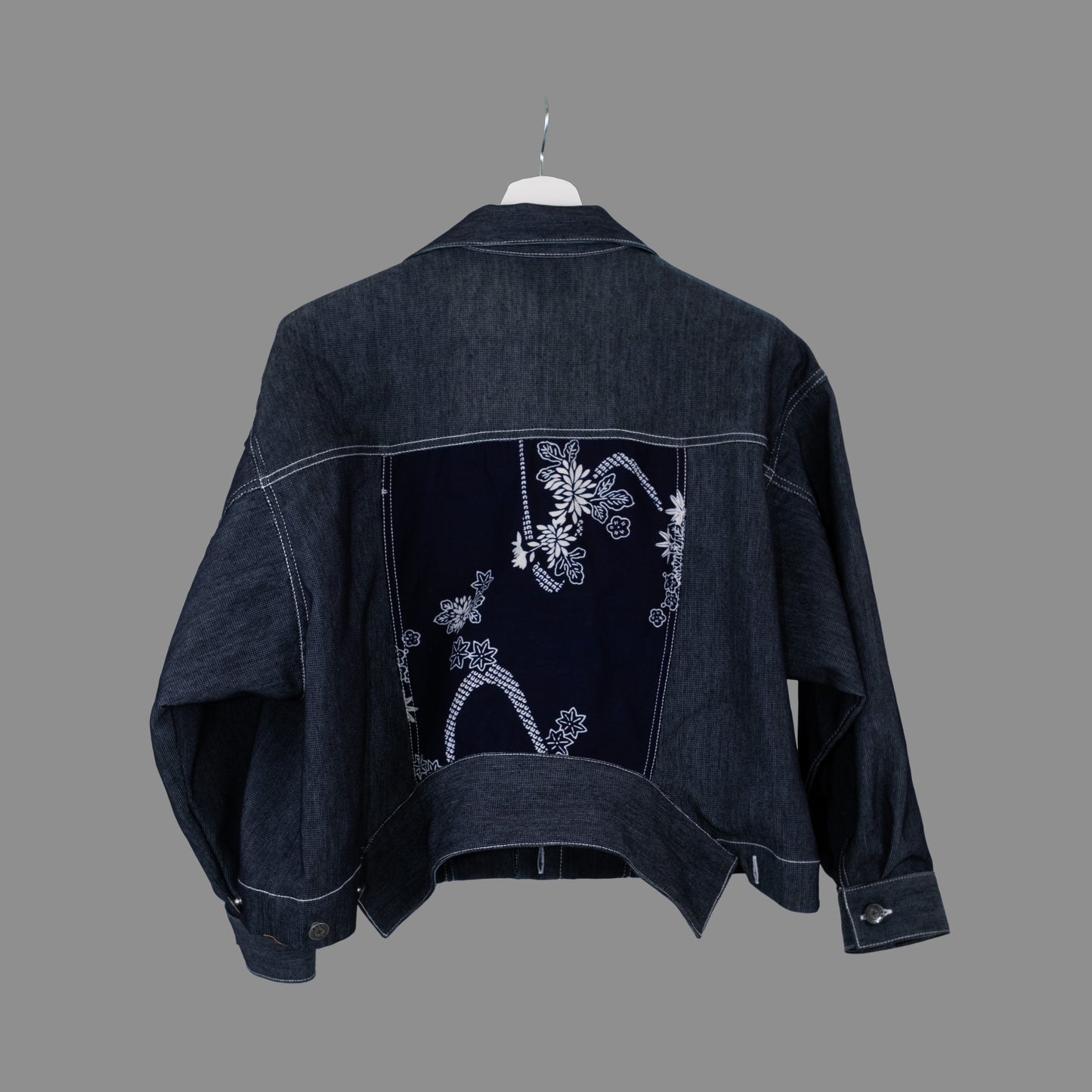 Dual-Wear Harmony Female Yukata Denim Jacket - Loyal Midnight