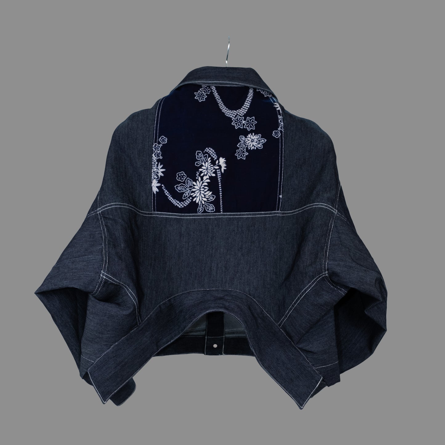 Dual-Wear Harmony Female Yukata Denim Jacket - Loyal Midnight