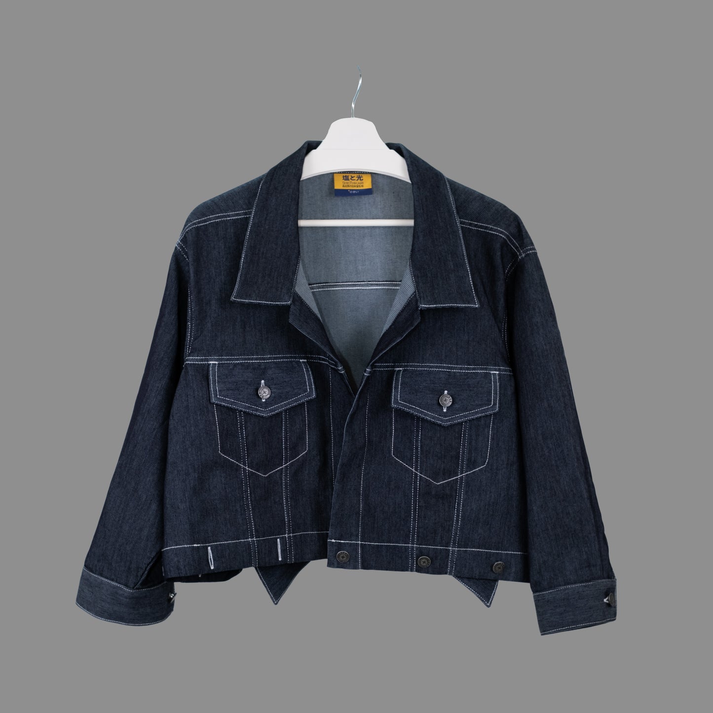 Dual-Wear Harmony Female Yukata Denim Jacket - Loyal Midnight
