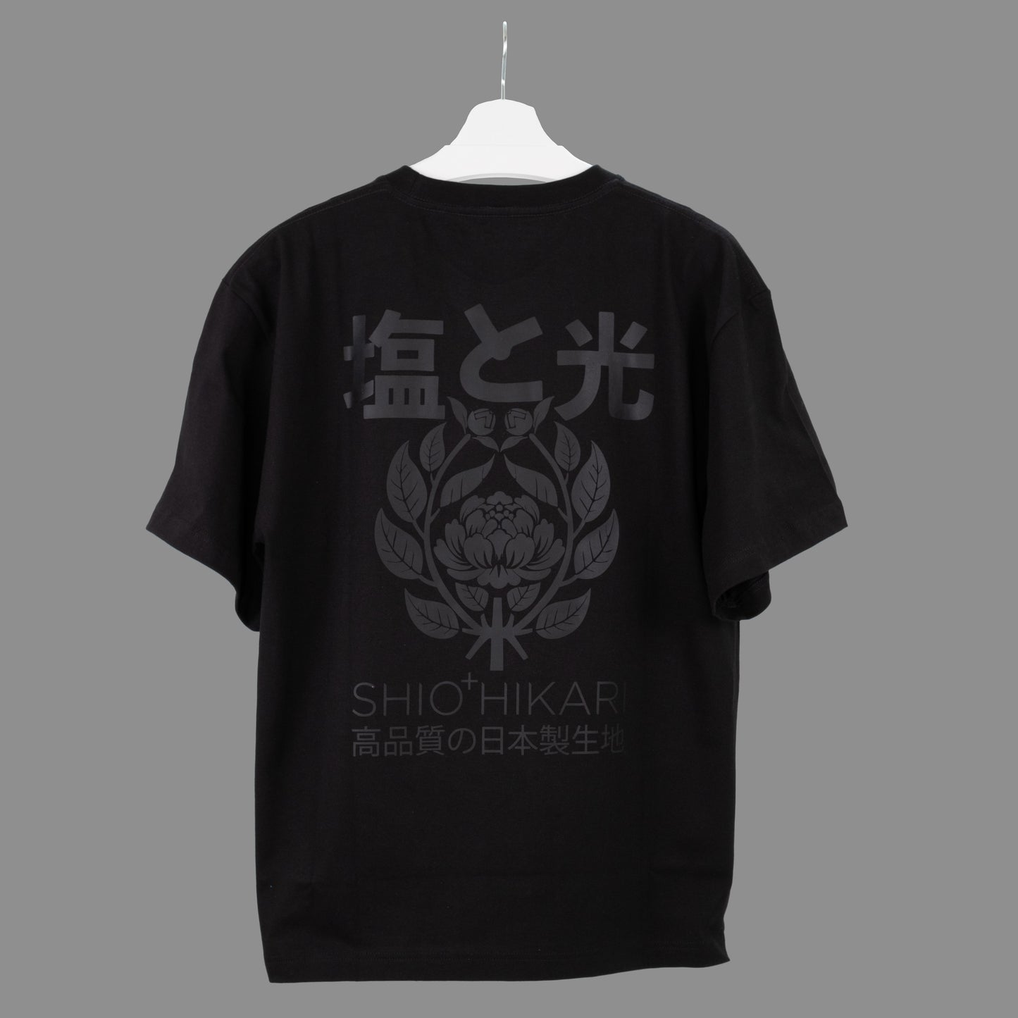 Blooming Honour Male Oversized Crewneck Tee - Midnight Obsidian